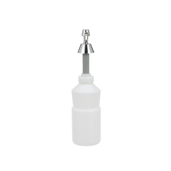 Picture of Encore® Soap Dispenser, Manual, 32 oz. Capacity, 3-1/2" x 15" x 7-7/16", White Polyethylene Bottle, Chrome Plated Brass Spout, Pump & Spout, Vandal Resistant, SANIGUARD® Antimicrobial Product Protection