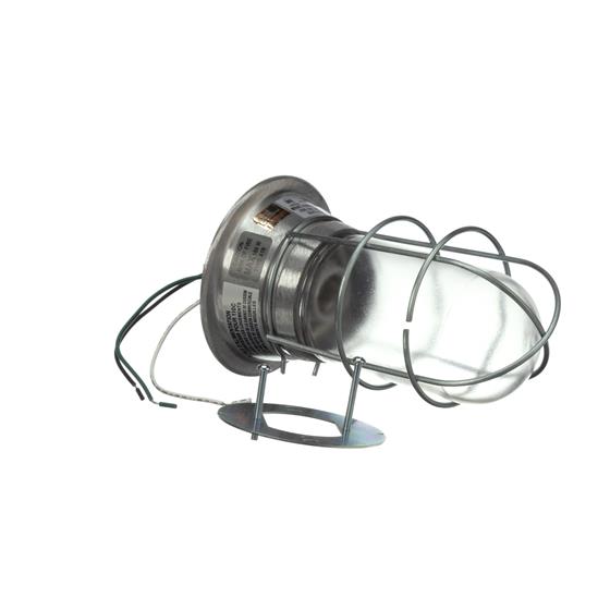Picture of 100W Surface Mount  Incandescent Hood Light With Clear Coated Tempered Glass Globe And Wire Guard