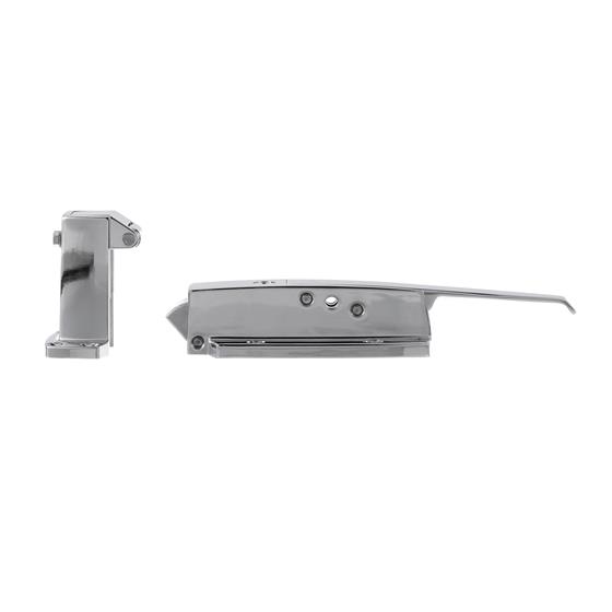 Picture of 1-5/8" to 2-1/2" Offset Polished Chrome Heavy Duty Walk-In Cooler Door Safety Latch with Cylinder Lock and Strike