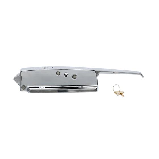 Picture of Heavy-Duty Polished Chrome Walk-In Cooler Door Safety Latch Body With Cylinder Lock Only - Less Strike