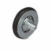 Picture of 1-5/16" OD Rubber Tired Steel Concave Ball Bearing Roller with 1/4-20 x 1" L Flat Head Screw Stud